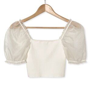 FOR ashxchung Wilfred Crop Top Sheer Puff Statement Sleeves Dollette Balletcore